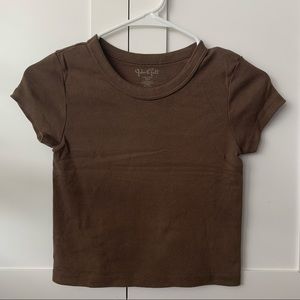 Brandy Melville John Galt Brown Baby Tee